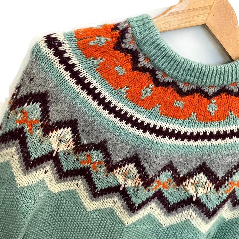 J Crew | Zigzag Fair Isle sweater | Lambswool Blend | knit | Pullover